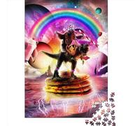 Jigsaw Puzzle Sloth Riding Dinosaur Jigsaw Puzzles for Adults 1000 Pieces Paper Jigsaw Wall Art Puzzle Games 1000pcs (38x26cm)