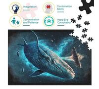 Jigsaw Puzzle Space Whale Painting Jigsaw Puzzles for Adults 1000 Pieces Paper Jigsaw Wall Art Puzzle Games 1000pcs (38x26cm)