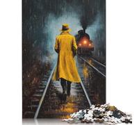 Jigsaw Puzzle The Glow on The Tracks 500 Piece Jigsaw Puzzles Wooden Jigsaw Puzzle for Adults 18+ Educational Games 500pcs (52x38cm)