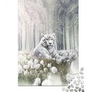 Jigsaw Puzzle The Relaxing White Tiger 1000 Piece Jigsaw Puzzles Paper Jigsaw for Adults & Challenge Family 1000pcs (38x26cm)