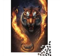 Jigsaw Puzzle Tiger Fire 3 Jigsaw Puzzles for Adults 1000 Pieces Paper Jigsaw Wall Art Puzzle Games 1000pcs (38x26cm)