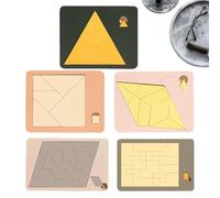 Jigsaw Puzzle - Triangle Geometric Educational Toys, 13.7x11cm Natural Wood Set, 300g Solid Build, 5.39in Portable Size | Shapes Puzzle Block Family Game for Adults Offices Schools