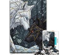 Jigsaw Puzzle White And Black Wolves in Winter 1000pcs (38x26cm) for Adults | Choose a gift for adults for winter evenings for puzzle fans.