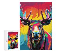 Jigsaw Puzzle1000 PCS Colorful Moose Illustration Puzzle for Adults Relaxing Games Improve Memory Unique Gifts for Birthday And Christmas 1000 PCS