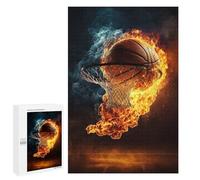 Jigsaw Puzzle1000 PCS Flaming Basketball Hoop Art Puzzle for Adults Relaxing Games Improve Memory Unique Gifts for Birthday And Christmas 1000 PCS