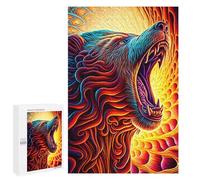 Jigsaw Puzzle1000 PCS Flaming Bear Artwork Puzzle for Adults Relaxing Games Improve Memory Unique Gifts for Birthday And Christmas 1000 PCS