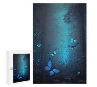Jigsaw Puzzle1000 PCS Glowing Blue Butterflies Forest Puzzle for Adults Relaxing Games Improve Memory Unique Gifts for Birthday And Christmas 1000 PCS