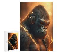 Jigsaw Puzzle1000 PCS Gorilla with Headphones Puzzle for Adults Relaxing Games Improve Memory Unique Gifts for Birthday And Christmas 1000 PCS