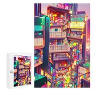 Jigsaw Puzzle1000 PCS Neon Cityscape Vibrant Urban Architecture Puzzle for Adults Relaxing Games Improve Memory Unique Gifts for Birthday And Christmas 1000 PCS