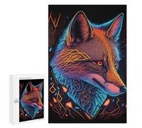Jigsaw Puzzle1000 PCS Neon Fox Portrait Puzzle for Adults Relaxing Games Improve Memory Unique Gifts for Birthday And Christmas 1000 PCS