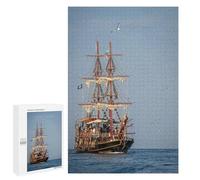 Jigsaw Puzzle1000 PCS Pirate Ship Sailing on Open Sea Puzzle for Adults Relaxing Games Improve Memory Unique Gifts for Birthday And Christmas 1000 PCS