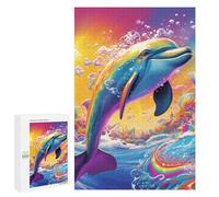 Jigsaw Puzzle1000 PCS Rainbow Dolphin Dive Puzzle for Adults Relaxing Games Improve Memory Unique Gifts for Birthday And Christmas 1000 PCS
