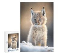 Jigsaw Puzzle1000 PCS Snowy Lynx Cub Portrait Puzzle for Adults Relaxing Games Improve Memory Unique Gifts for Birthday And Christmas 1000 PCS