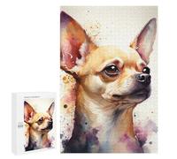 Jigsaw Puzzle1000 PCS Watercolor Chihuahua Painting Puzzle for Adults Relaxing Games Improve Memory Unique Gifts for Birthday And Christmas 1000 PCS