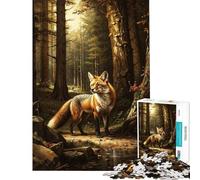 Jigsaw Puzzle1000 Pieces A Fox in The Forest Calming Decorative Toy Perfect Joint between Each Part Smart Play for Casual Social Meetings (Size 38x26cm)