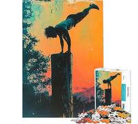 Jigsaw Puzzle1000 Pieces A Man on A Tree Stump Calming Decorative Toy Perfect Joint between Each Part Smart Play for Casual Social Meetings (Size 50x75cm)