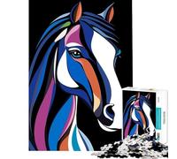 Jigsaw Puzzle1000 Pieces Abstract Horse Portrait Calming Decorative Toy Perfect Joint between Each Part Smart Play for Casual Social Meetings (Size 38x52cm)