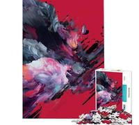 Jigsaw Puzzle1000 Pieces Abstract Painting with Red Background Calming Decorative Toy Perfect Joint between Each Part Smart Play for Casual Social Meetings (Size 38x26cm)