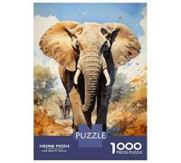 Jigsaw Puzzle1000 Pieces African Elephant Painting Adult Jigsaw Relaxing Games Staycation Kill Time Unique Gifts for Birthday And Christmas 52x38cm/1000pcs
