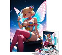 Jigsaw Puzzle1000 Pieces Anime Fairy with Butterfly Brain Intelligence Challenge Addictive Toys Hands-on Game Birthday Present Secret Santa Gifts (Size 38x26cm)