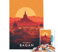 Jigsaw Puzzle1000 Pieces Bagan Sunset Myanmar Jigsaw Puzzles for Adults Family Activities Train Your Brain And Hands Stress Reduction Gifts (Size 38x52cm)