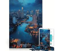 Jigsaw Puzzle1000 Pieces Bangkok City Skyline Thailand at Night Smooth Joint Fun Logic Thinking Play Casual Game Time Christmas Fun Gift (50x75cm)