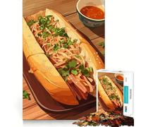 Jigsaw Puzzle1000 Pieces Banh Mi Sandwich with Sauce Smooth Joint Fun Logic Thinking Play Casual Game Time Christmas Fun Gift (38x26cm)
