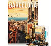 Jigsaw Puzzle1000 Pieces Barcelona Spain Travel Seamless Cut Game Mind Game Gift Casual Play Game Christmas Home Art (38x26cm)