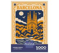 Jigsaw Puzzle1000 Pieces Barcelona Travel Poster Art Deco Style Adult Jigsaw Puzzle Hands-on Game For Family Fun Unique Gifts for Birthday And Christmas 52x38cm/1000pcs