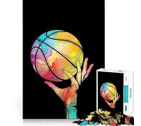 Jigsaw Puzzle1000 Pieces Basketball Hand Illustration Pop Art Smooth Joint Fun Logic Thinking Play Casual Game Time Christmas Fun Gift (50x75cm)
