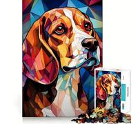Jigsaw Puzzle1000 Pieces Beagle Dogs Stained Glass Smooth Joint Fun Logic Thinking Play Casual Game Time Christmas Fun Gift (50x75cm)