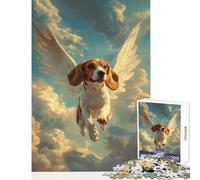Jigsaw Puzzle1000 Pieces Beagle with Angel Wings Puzzles for Teenagers Difficult Hard Challenging To Complete Challenging Game Gifts (38x26cm)