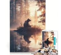 Jigsaw Puzzle1000 Pieces Bear in Misty Forest, Toy Wall Decor, Birthday Present, Unique Gifts for Birthday And Christmas 38x26cm