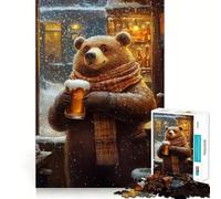 Jigsaw Puzzle1000 Pieces Bear's Winter Brew- Seamless Cut Game Mind Game Gift Casual Play Game Christmas Home Art (38x26cm)