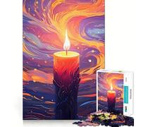 Jigsaw Puzzle1000 Pieces Beautiful Burning Candle Seamless Cut Game Mind Game Gift Casual Play Game Christmas Home Art (38x26cm)