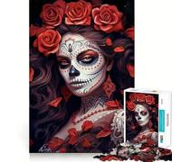 Jigsaw Puzzle1000 Pieces Beautiful Sugar Skull Girl Seamless Cut Game Mind Game Gift Casual Play Game Christmas Home Art (38x26cm)