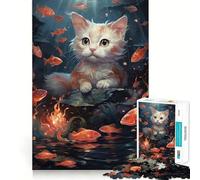 Jigsaw Puzzle1000 Pieces Becoming Koi Kitten Smooth Joint Fun Logic Thinking Play Casual Game Time Christmas Fun Gift (38x26cm)