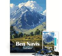 Jigsaw Puzzle1000 Pieces Ben Nevis Mountain Landscape Smooth Joint Fun Logic Thinking Play Casual Game Time Christmas Fun Gift (38x52cm)