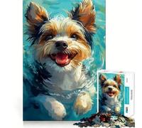 Jigsaw Puzzle1000 Pieces Biewer Yorkshire Terrier Swimming Smooth Joint Fun Logic Thinking Play Casual Game Time Christmas Fun Gift (38x26cm)