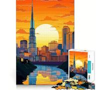Jigsaw Puzzle1000 Pieces Big City Vector Seamless Cut Game Mind Game Gift Casual Play Game Christmas Home Art (38x26cm)