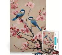 Jigsaw Puzzle1000 Pieces Birds on Cherry Blossom Branch Painting Smooth Joint Fun Logic Thinking Play Casual Game Time Christmas Fun Gift (50x75cm)