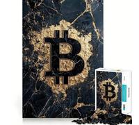 Jigsaw Puzzle1000 Pieces Bitcoin Black And Gold Marble Seamless Cut Game Mind Game Gift Casual Play Game Christmas Home Art (38x52cm)