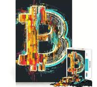 Jigsaw Puzzle1000 Pieces Bitcoin Colorful Seamless Cut Game Mind Game Gift Casual Play Game Christmas Home Art (38x26cm)