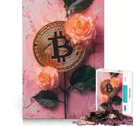 Jigsaw Puzzle1000 Pieces Bitcoin Rose Flower Smooth Joint Fun Logic Thinking Play Casual Game Time Christmas Fun Gift (38x52cm)