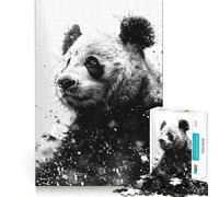 Jigsaw Puzzle1000 Pieces Black And White Panda Portrait Watercolor Seamless Cut Game Mind Game Gift Casual Play Game Christmas Home Art (38x52cm)