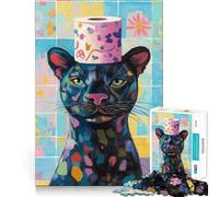 Jigsaw Puzzle1000 Pieces Black Panther with Toilet Paper Hat Fine Joint Fun, Brain Boosting Play, Quiet Game Time, Xmas Leisure Gift (38x52cm)