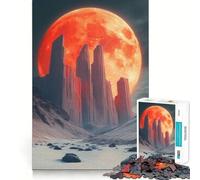Jigsaw Puzzle1000 Pieces Blood Moon Over Snowy Landscape Fine Joint Fun, Brain Boosting Play, Quiet Game Time, Xmas Leisure Gift (50x75cm)