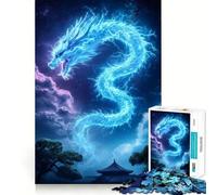 Jigsaw Puzzle1000 Pieces Blue Dragon in The Sky Fine Joint Fun, Brain Boosting Play, Quiet Game Time, Xmas Leisure Gift (38x52cm)
