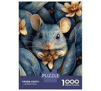 Jigsaw Puzzle1000 Pieces Blue Mouse in Blue Foliage Adult Jigsaw Puzzle Anti-Stress Toys Staycation Kill Time Unique Gifts for Birthday And Christmas 52x38cm/1000pcs