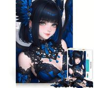 Jigsaw Puzzle1000 Pieces Blue-Winged Anime Girl Fine Joint Fun, Brain Boosting Play, Quiet Game Time, Xmas Leisure Gift (38x52cm)